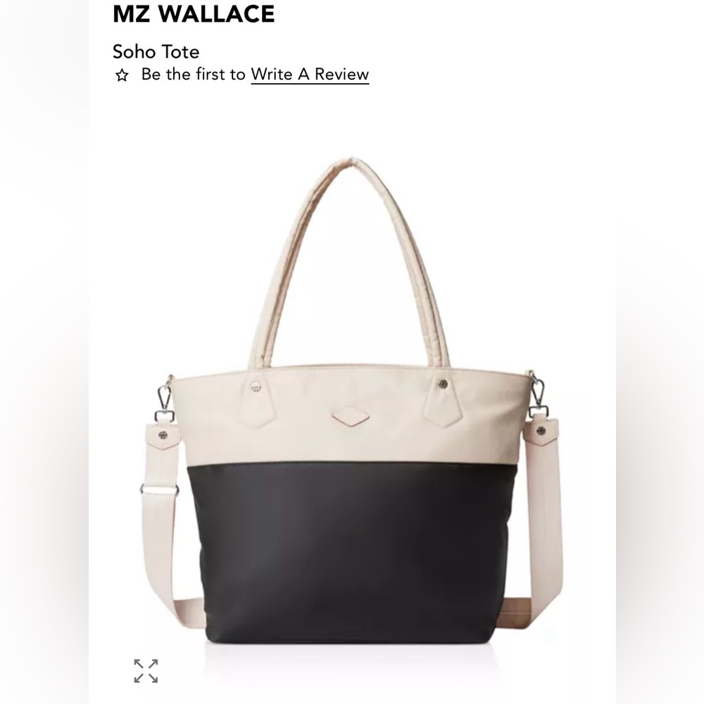 MZ Wallace Medium Black and Cream Soho Tote Versatile Two-Toned Design